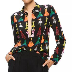 Alice + Olivia Willa Romantic Stace Black Shirt Blouse Ladies Women Dress S